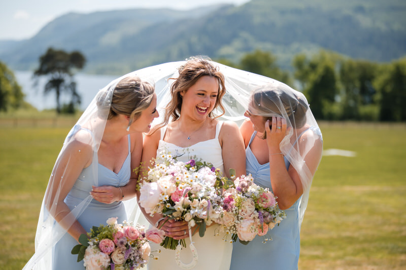 Bridal party with Lake District views at Armathwaite Hall