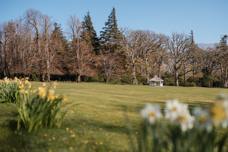 Gazebo ceremony in the gardens at Armathwaite Hall