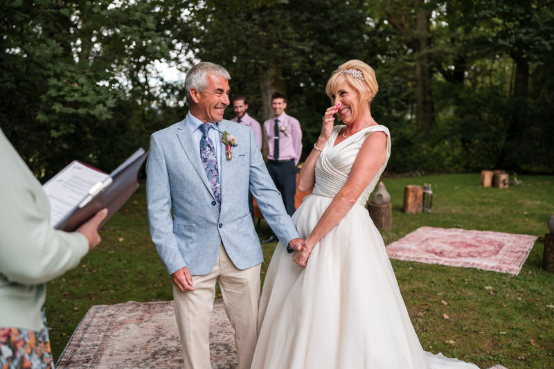 Emotional moment during an outdoor ceremony at Armathwaite Hall