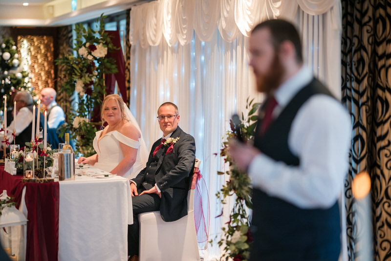 Wedding speeches at the top table at Armathwaite Hall