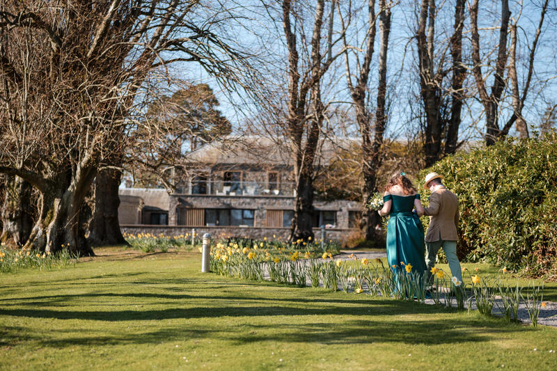 Spring gardens with daffodils at Armathwaite Hall