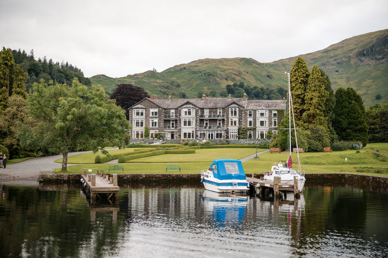 Inn on the Lake lakeside exterior with boathouse view on Ullswater