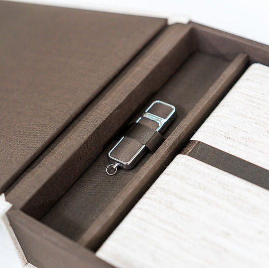 Close-up of a luxury wedding album cover finish