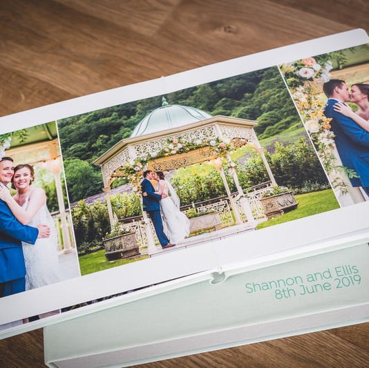 Personalised wedding album cover detail