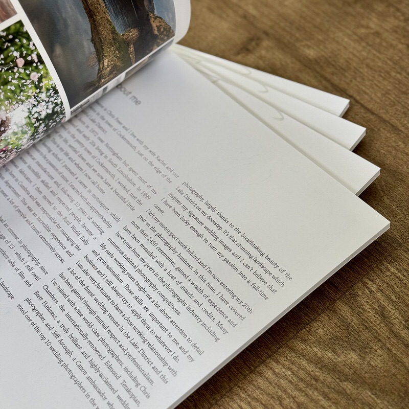 Printed Lake District wedding brochure details