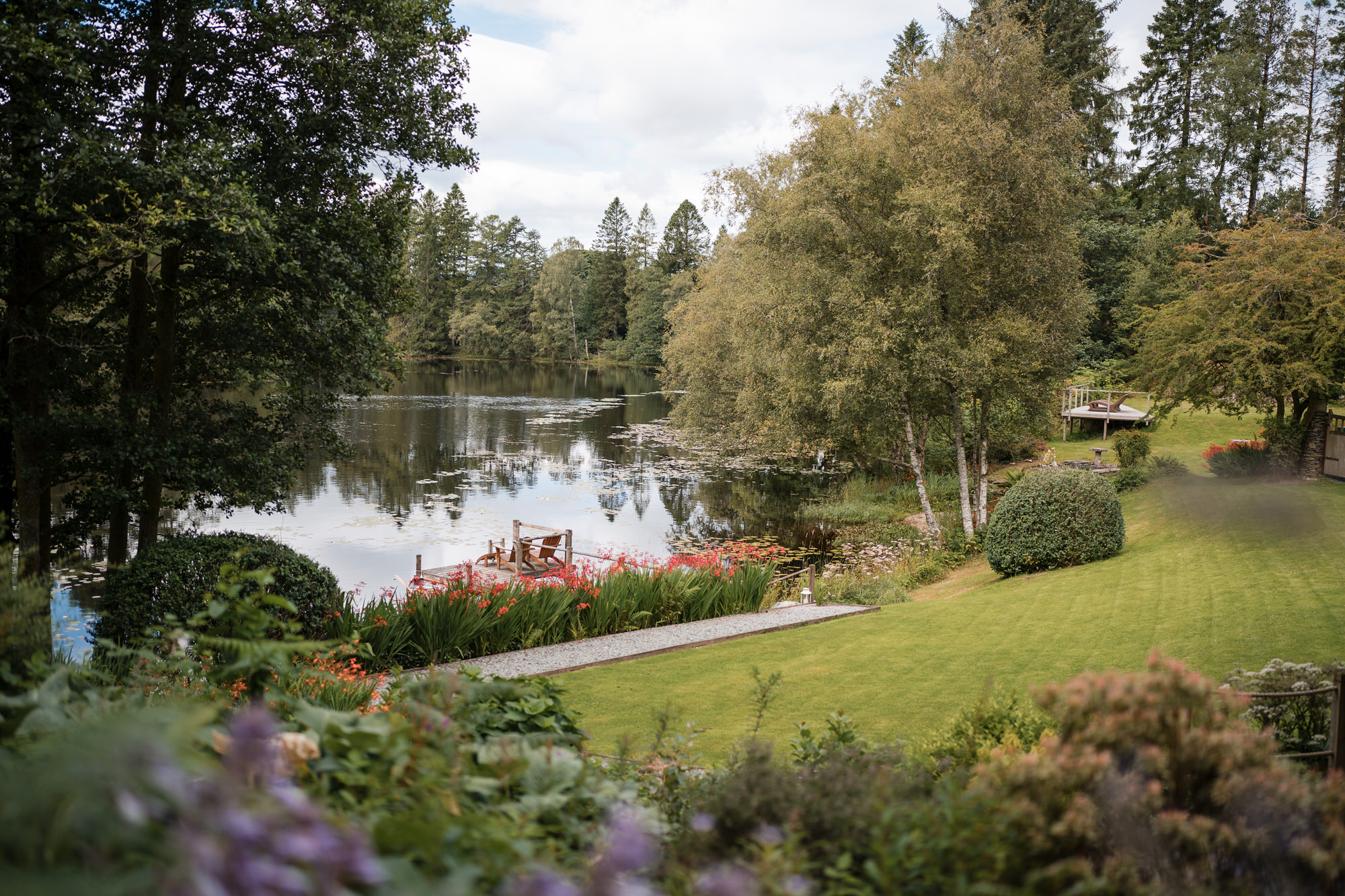Gilpin Lake House with private lake and gardens in the Lake District