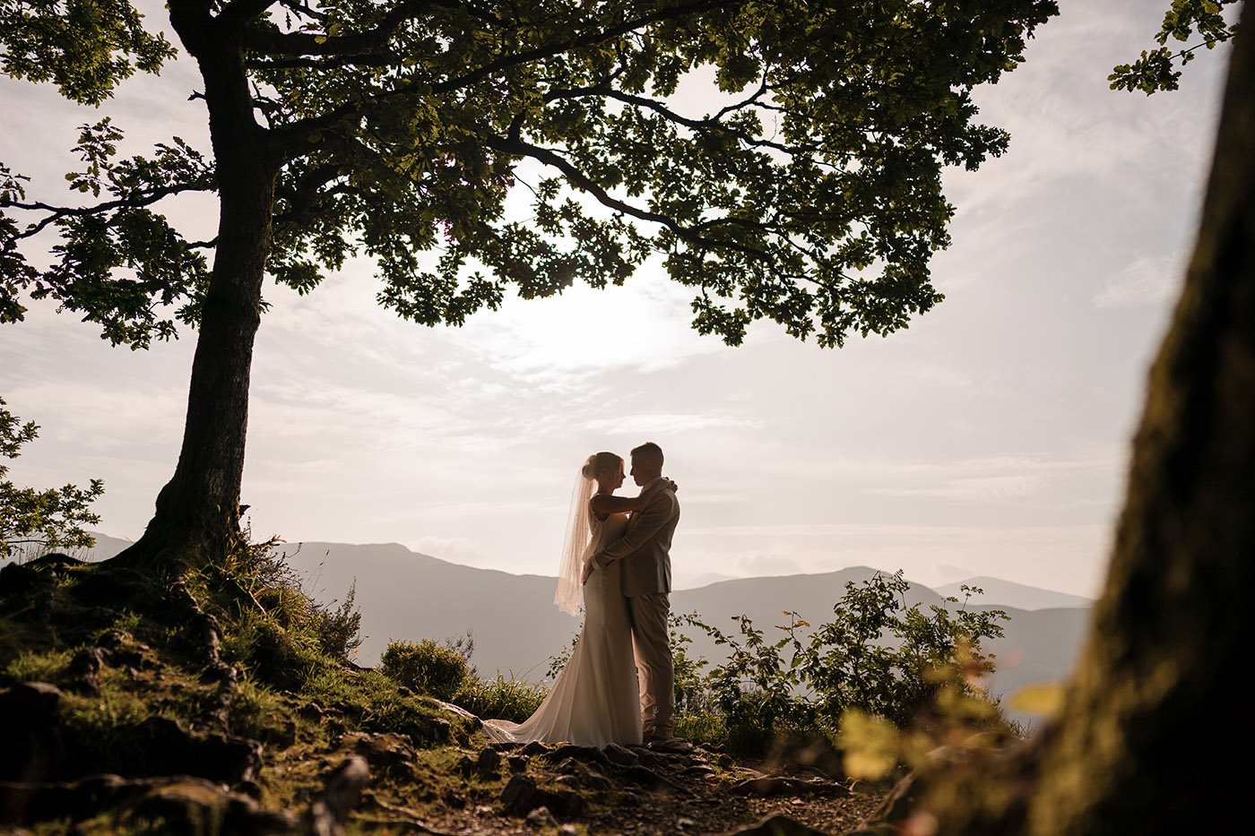Bride and groom portrait photography in the Lake District countryside
