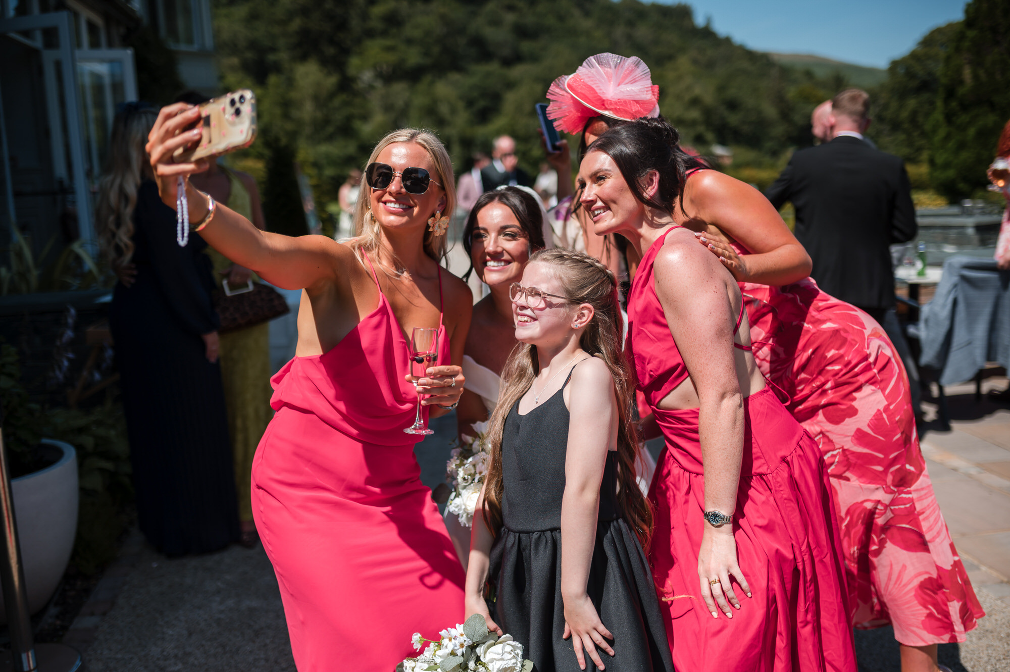 A lively unposed moment between friends during the afternoon celebrations