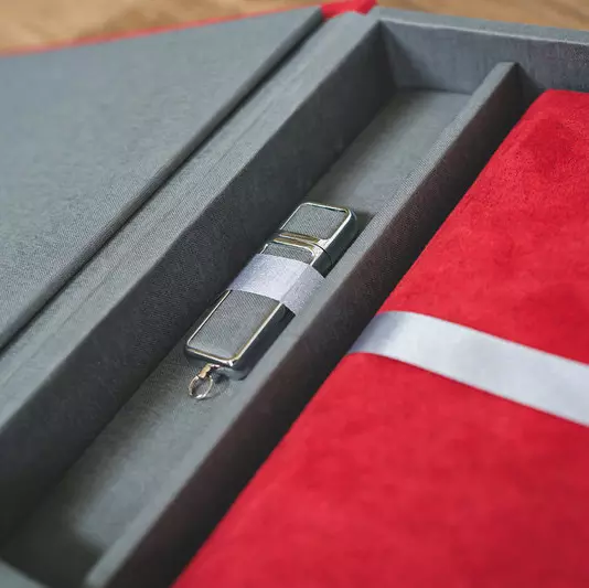 Wedding album cover and materials close-up