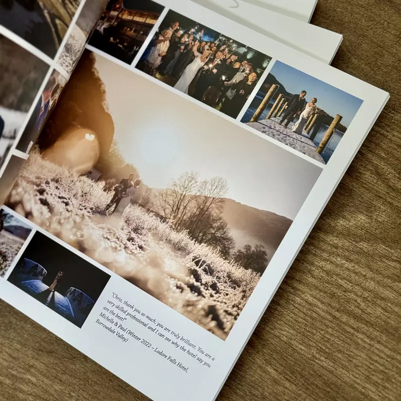 Chris Freer Lake District wedding photography brochure spread