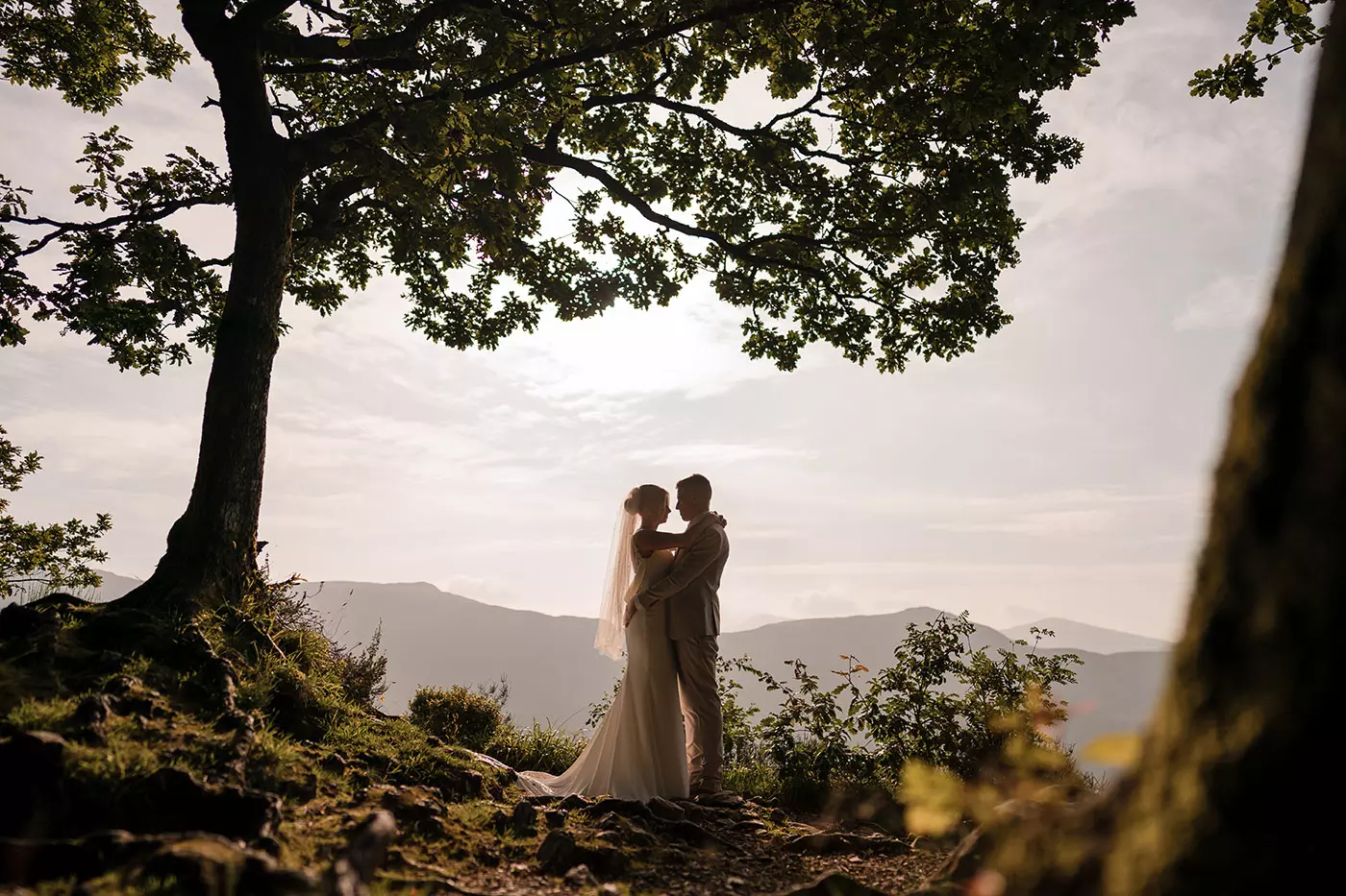 Bride and groom portrait photography in the Lake District countryside
