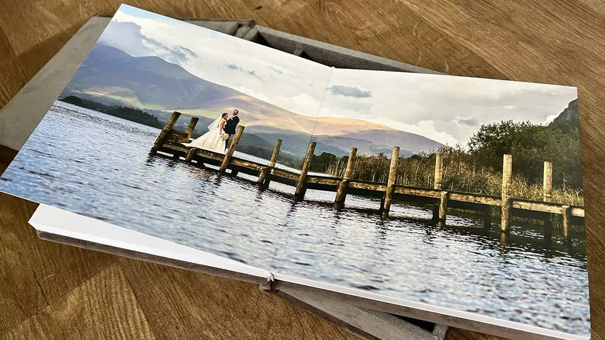 double page spread with lay flat pages on all deluxe lake district wedding album packages double page spread with lay flat pages on all deluxe lake district wedding album packages