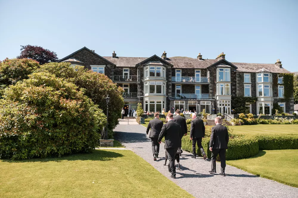 Couple portrait with reflection by the lake