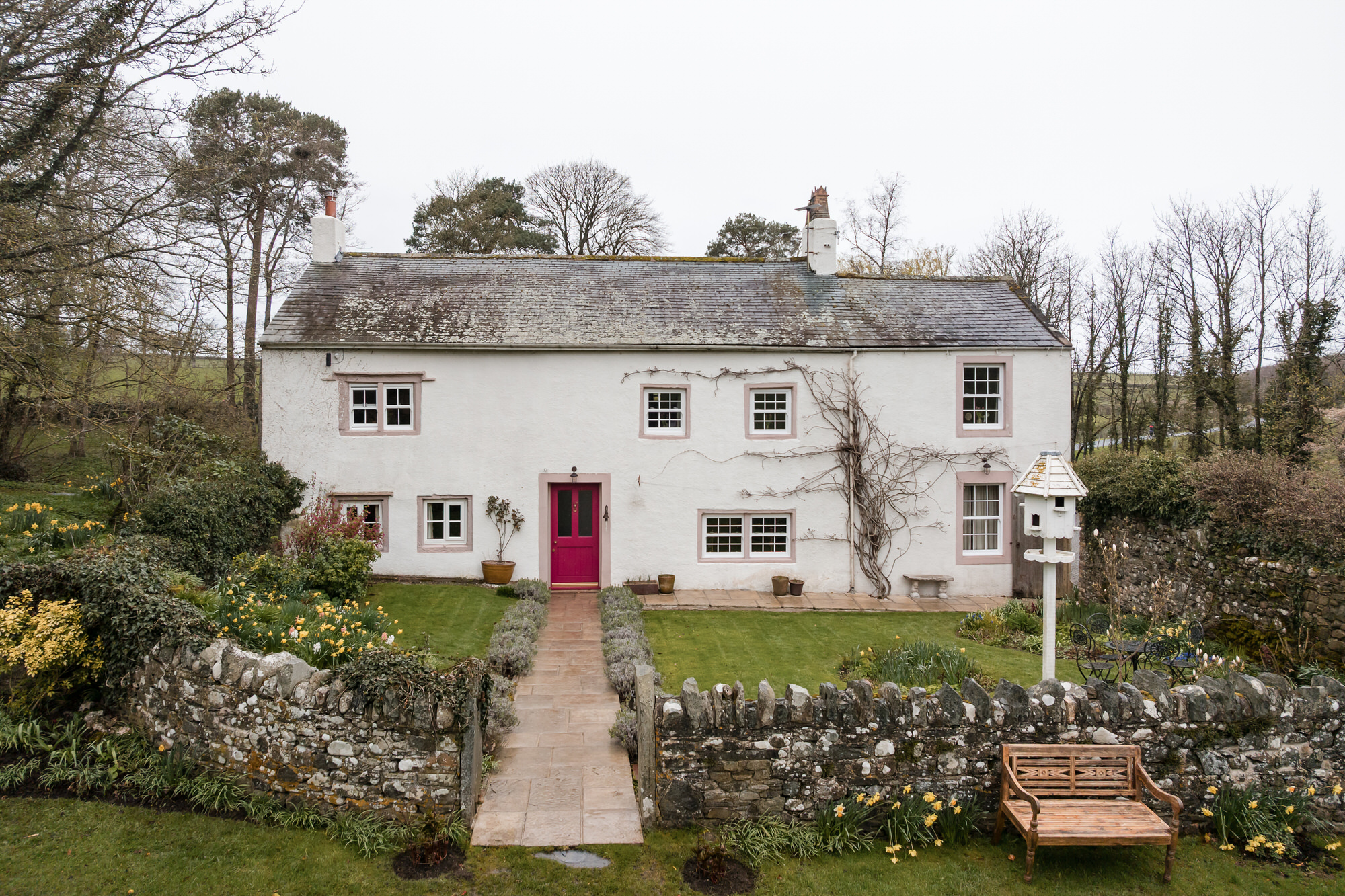 Low Hall The Lakes wedding venue farmhouse and front garden in Cumbria