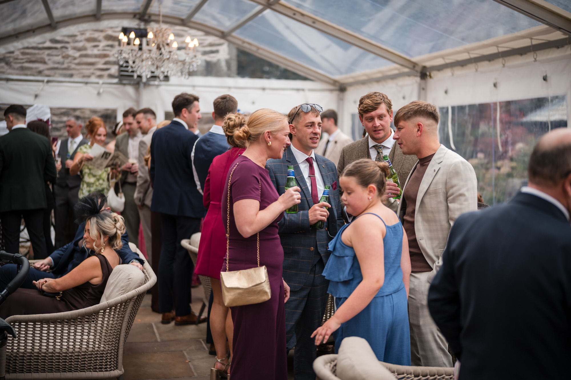 Guests enjoying drinks and conversation at Town Head Estate